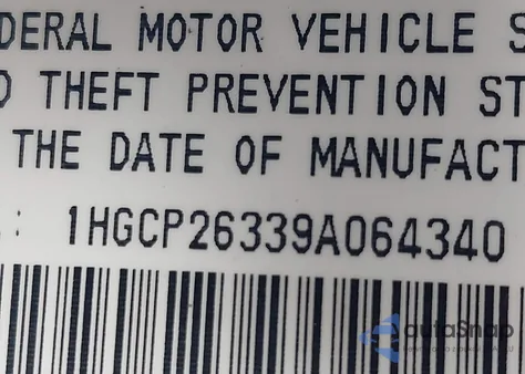 2009 Honda Accord 2.4 Lx из США, поврежденный, VIN 1HGCP26339A064340